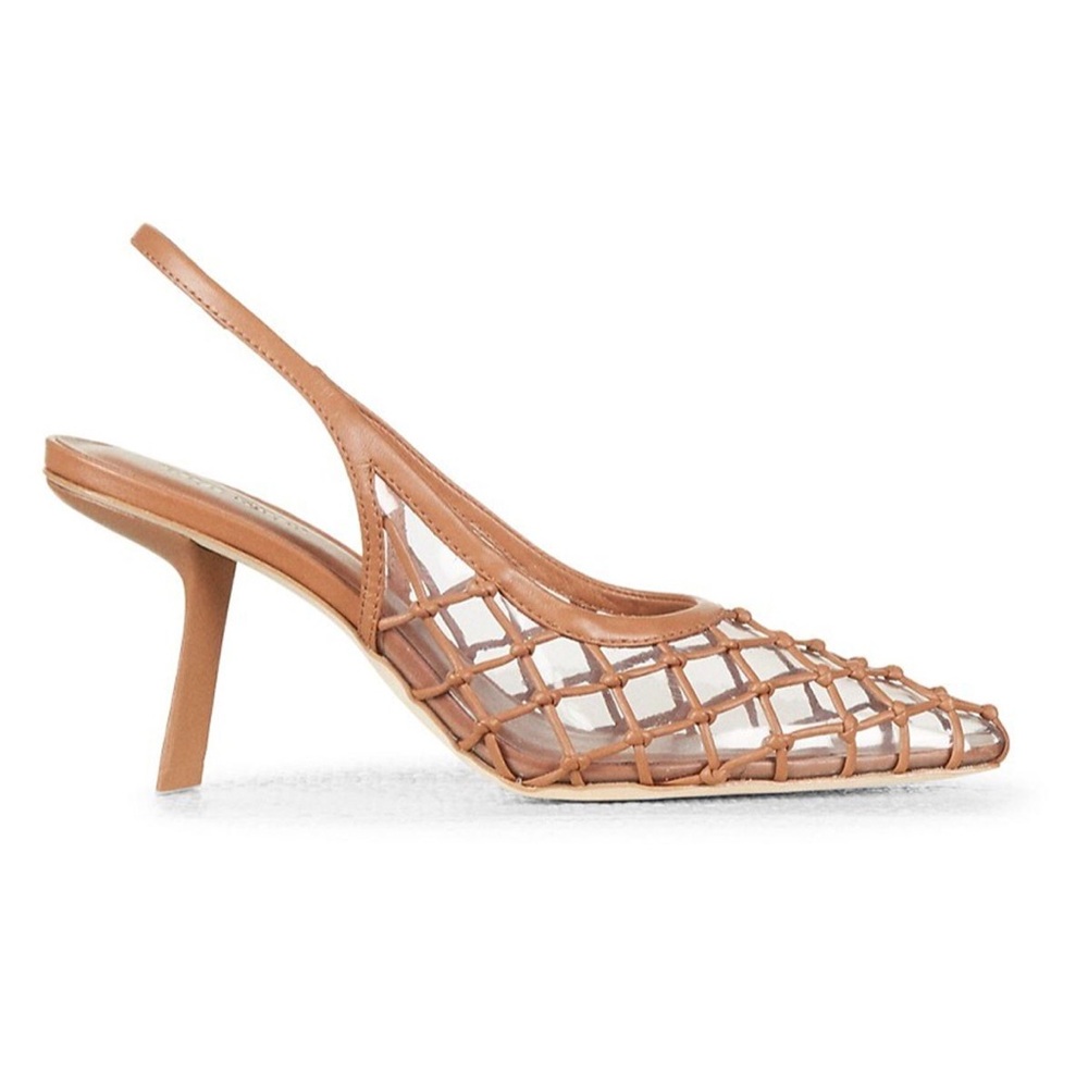 cult gaia Tan Braided Slingback Kitten Heel